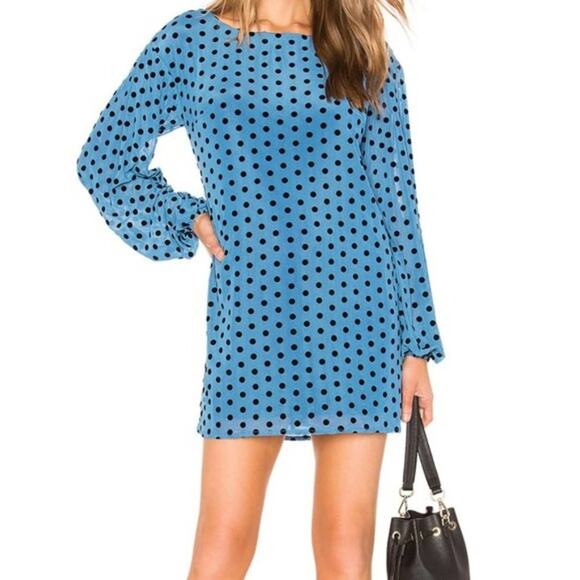 Lovers + Friends Delaney Shift Mini Dress Polka Dot Blue Size XXS - Picture 2 of 14